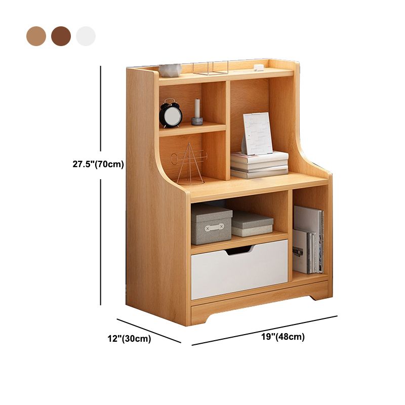 Modern Imitation Wood Nightstand Drawer Storage Open Storage Night Table