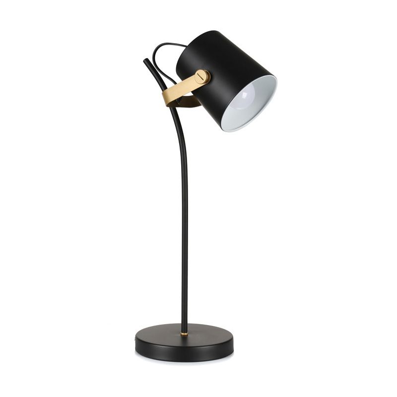 Contemporary 1 Head Task Lighting Black Barrel Small Desk Lamp with Metal Shade