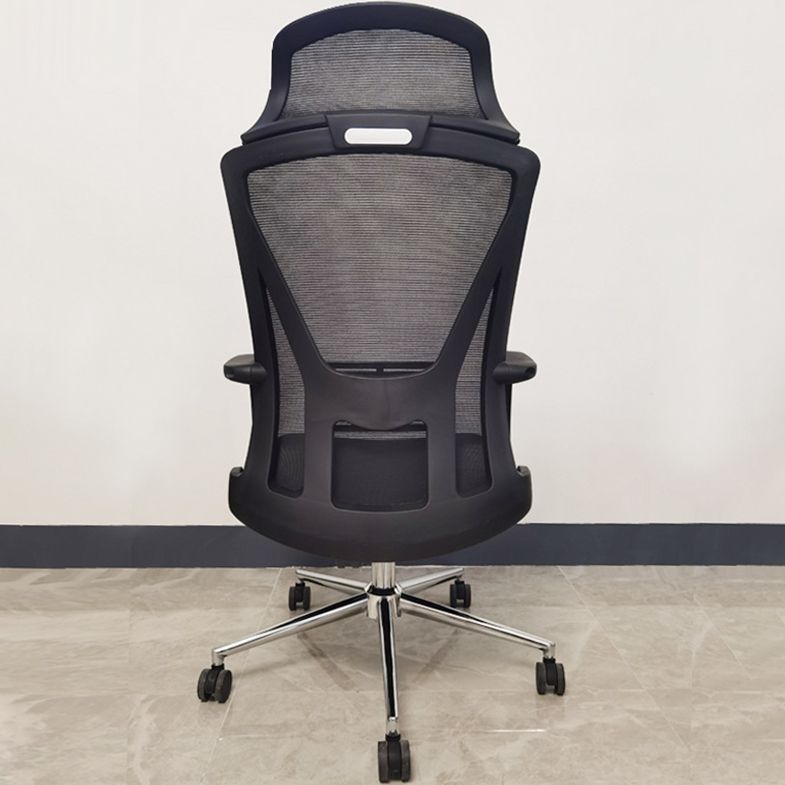 Modern Slide Office Chair Black Adjustable Seat Height Fixed Arms Desk Chair with Wheels