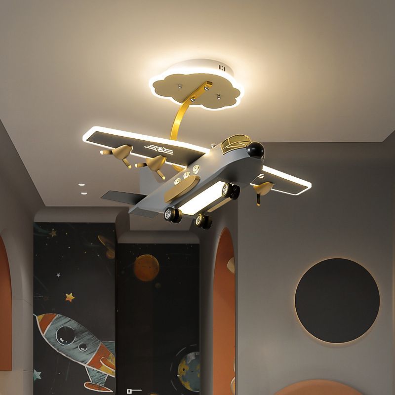 Modern LED Ceiling Lamp Plane Shade Flush Mount Light Fixture for Kids' Room