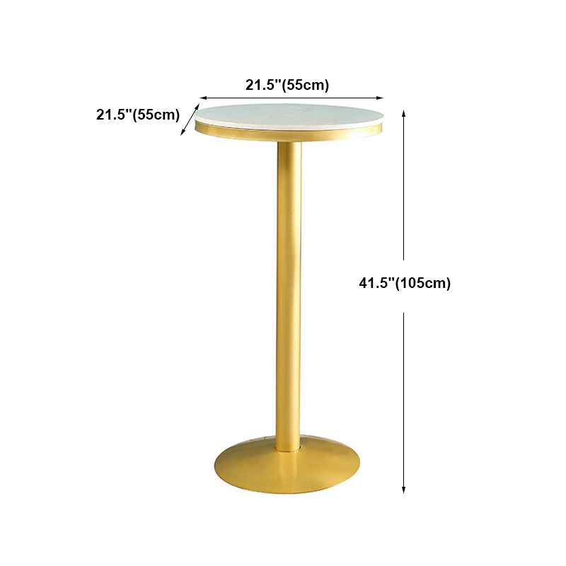 Glam Round Faux Marble Bistro Table Indoor Gold Iron Bar Dining Table with Single Pedestal