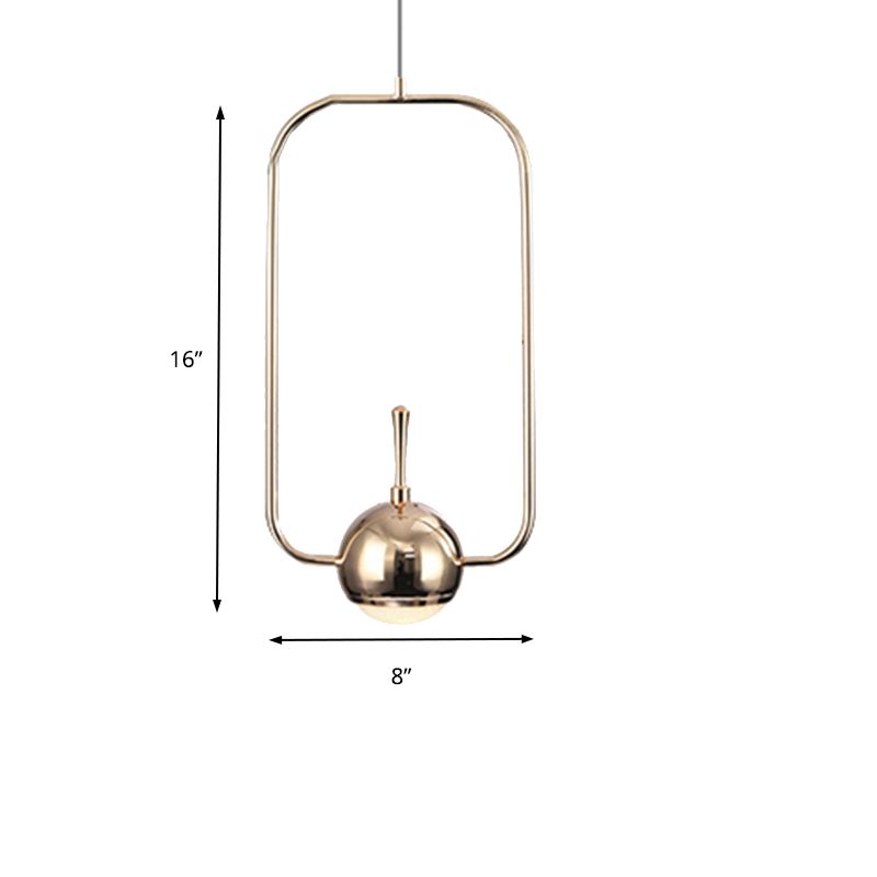 Rectangular/Triangular/Circular Wire Frame Ceiling Pendant Contemporary Metal 1 Light Chrome/Gold Pendant Light Fixture for Bedroom