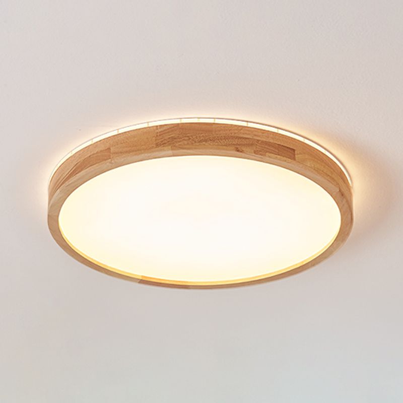 Brown Geometric Shape Flush Mount Nordic Style Wood Ceiling Light Fixture for Living Room