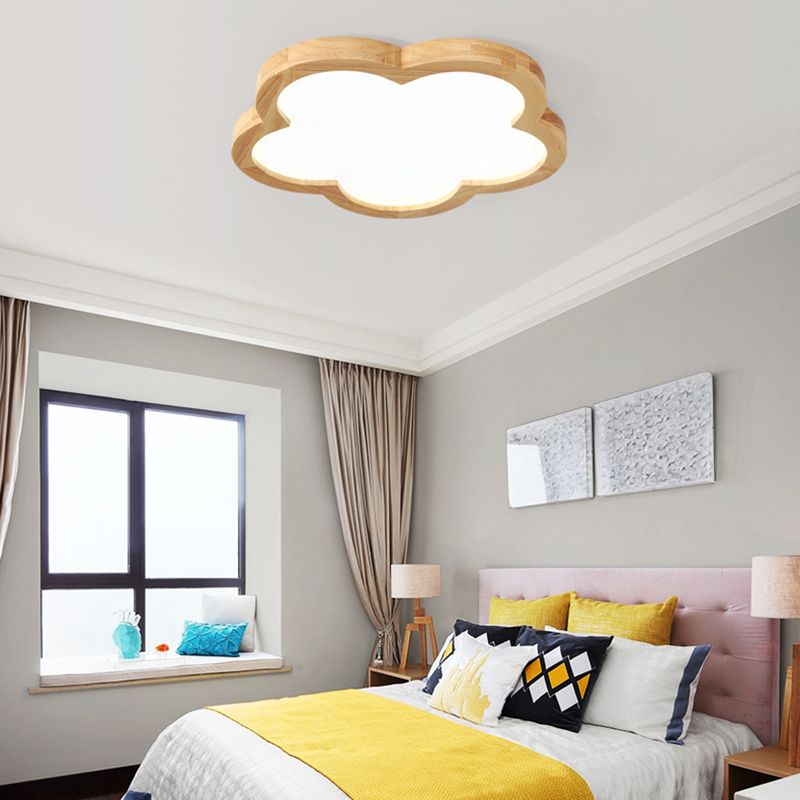 Wood Flower Flush Mount Lights Contemporary Style 1 Light Flush Mount Fixture