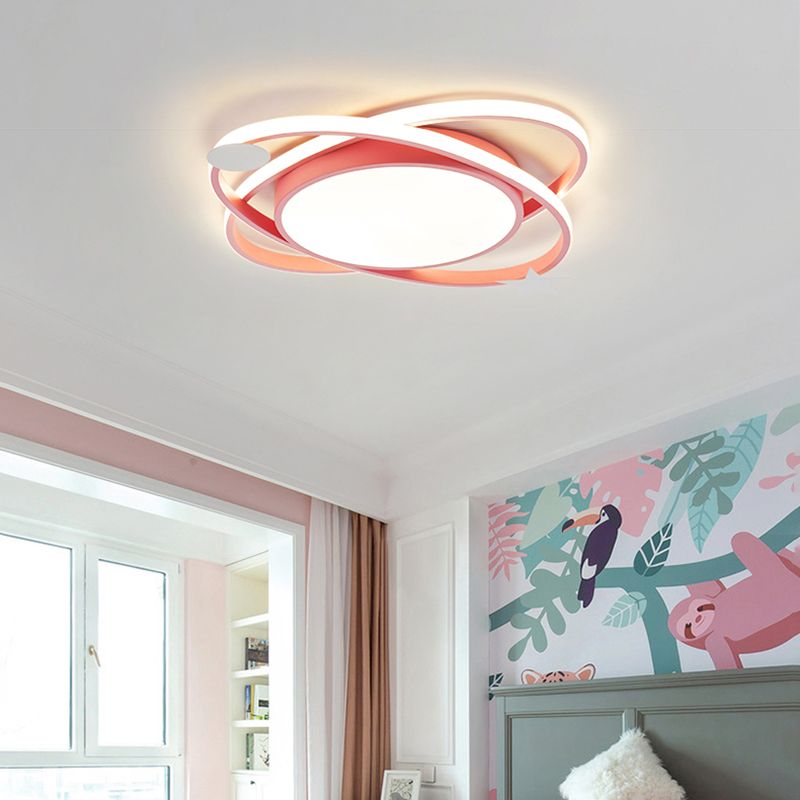 Metal Geometric Shape Flush Mount Light Lovely Colorful LED Ceiling Light for Kid's Room