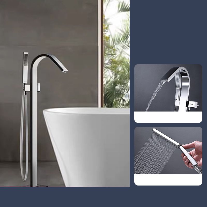 Floor Mounted Metal Freestanding Tub Filler 2 Handles Freestanding Bathtub Faucet