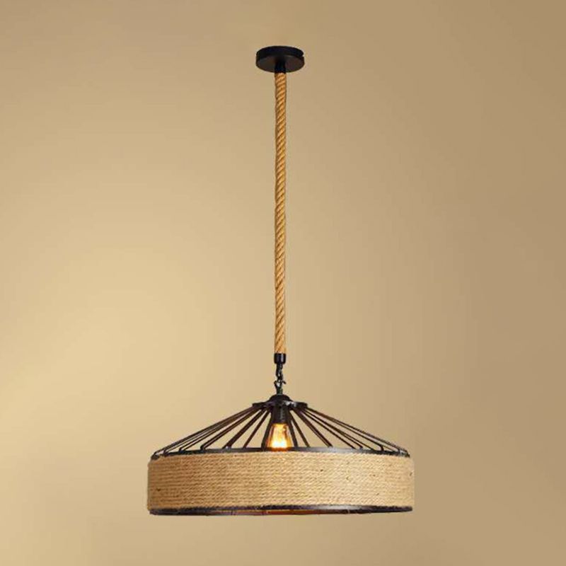 Seilschwarz 1-Licht-Anhängerlampe Zylinder Vintage Loft Deckenleuchte für Esszimmer