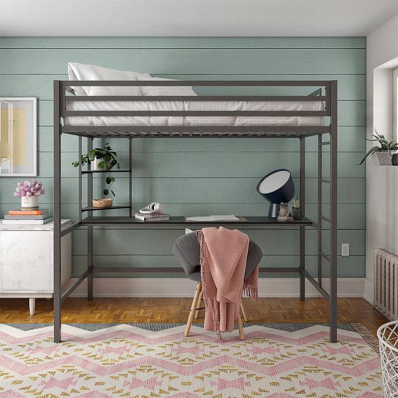 Industrial Metal with Desk Storage High Loft No Theme Open-Frame Bed