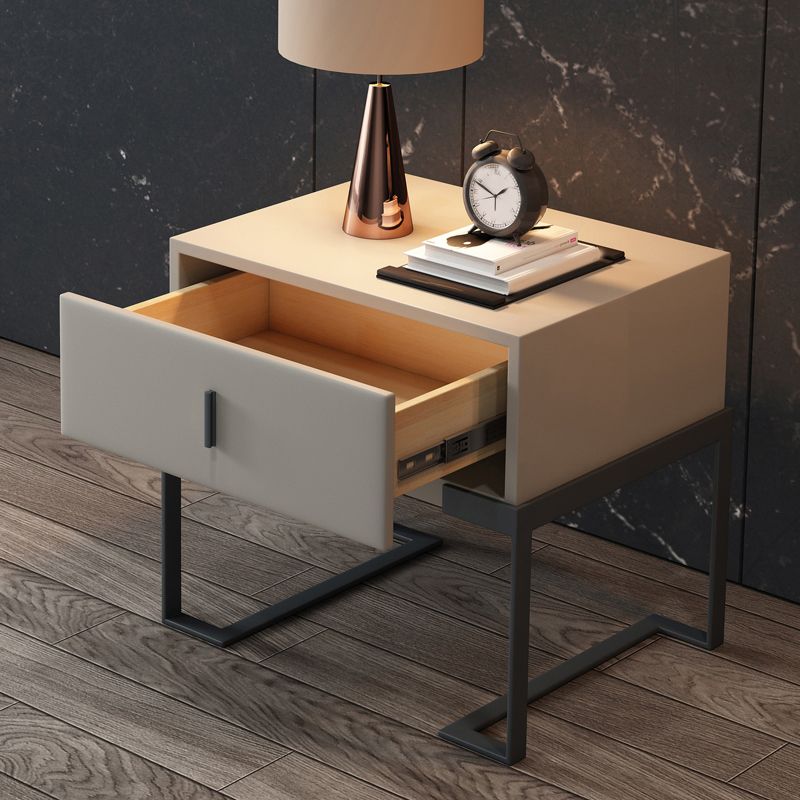 Faux Leather Upholstery Kids Nightstand Modern Pine Kids Bedside Table