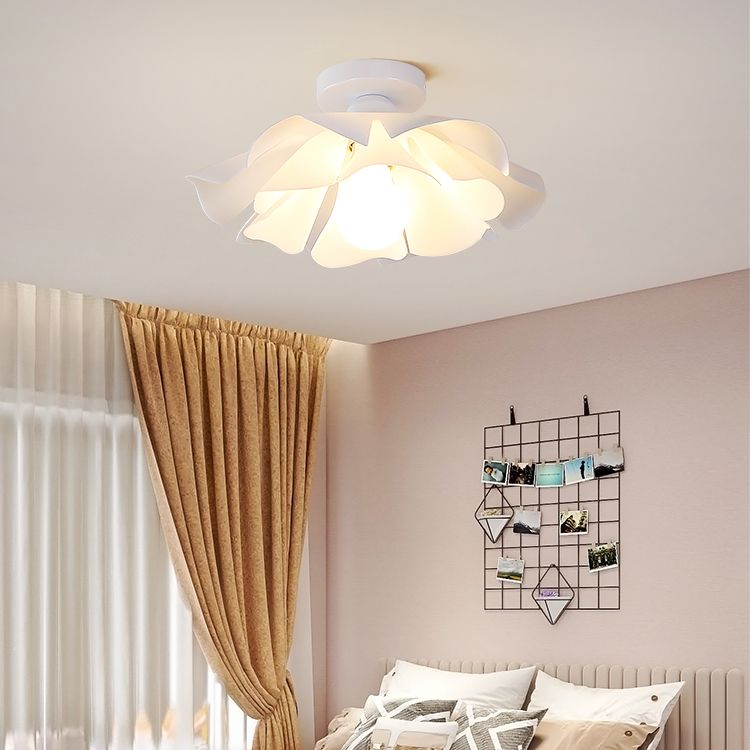 Nordic Ceiling Lamp White Acrylic Shade Flush Mount Light Fixture for Bedroom