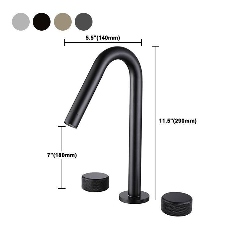 Circular Bathroom Faucet with Gooseneck Arc 3 Hole Widespread Bathroom Sink Faucet