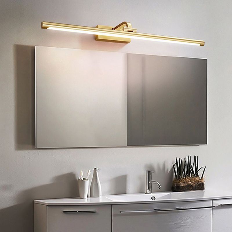 Contemporary Vanity Lights Elongated LED Wall Light Fixtures with Brass for Bathroom