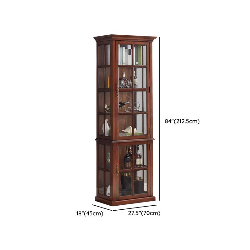 Brown Birch Wood Floor Wine Holder with Storage Shelves for Kitchen