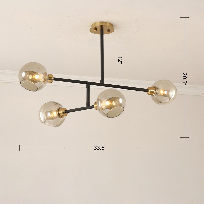 Open Kitchen Pendant Lighting Minimalist Ceiling Chandelier with Dome Glass Shade