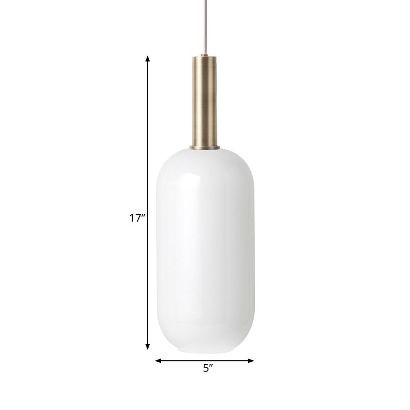 Opal Matte Verre oblong Plafond pendentif minimaliste 1 kit de lampe suspendue en laiton léger sur la table