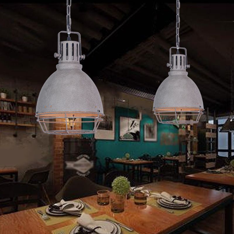 1 Light Bowl Light Kit Retro Industrial Metal Hanging Light with Hanging Chain for Restaurant