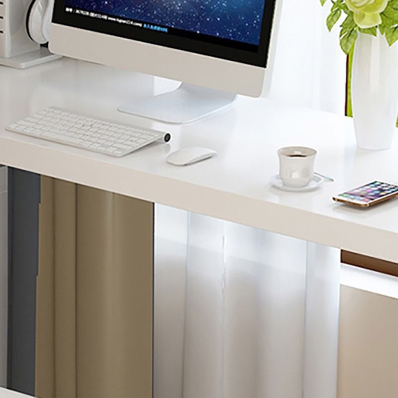 Contemporary White Credenza Desk Wood Pedestal Credenza Desk for Office