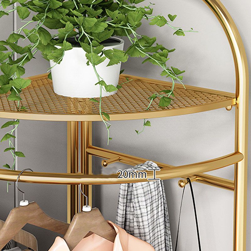 Glam Hall Stand Metal Gold and Black Shelving Included Free Standing Coat Rack