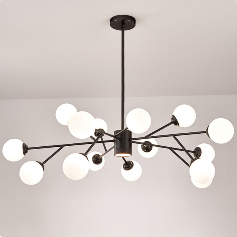 Chandelier MODELLE METAL METAL Multi Light Chandelier Pendant avec verre blanc