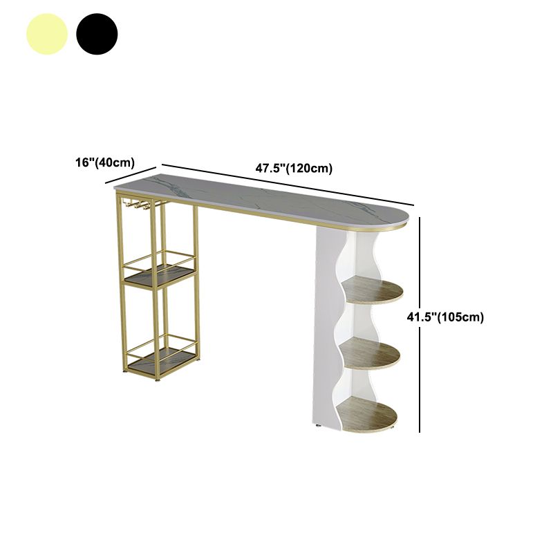 White Stone Top Bar Dining Table Traditional Luxury Bar Dining Table with Sled Base