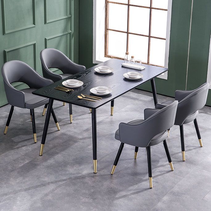 Glam PU Leather Dining Chairs Open Back Dining Side Furniture in Matte Finish