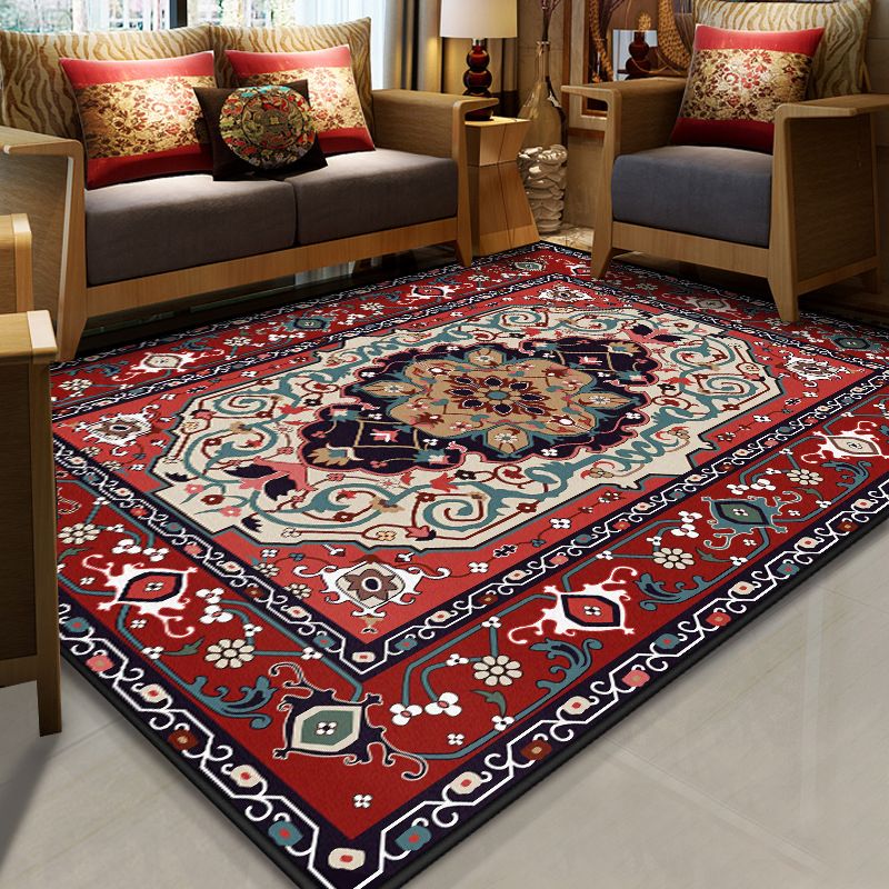 Resplendent Multicolor Floral Rug Synthetics Moroccan Carpet Washable Pet Friendly Anti-Slip Rug for Room