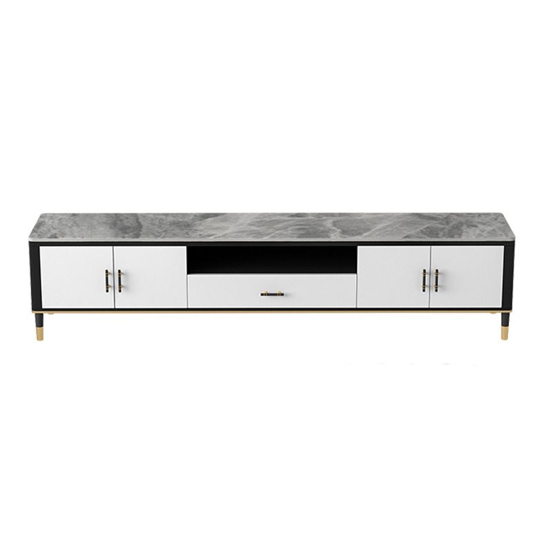 Modern Stone TV Media Stand 16" W Open Shelving TV Stand Console with Cabinet