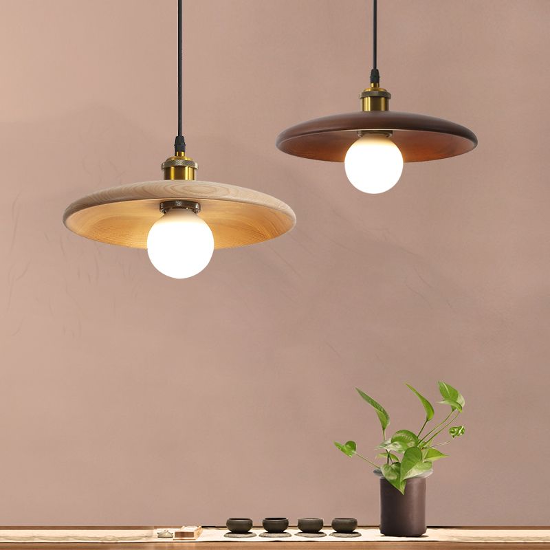 Modern Style Pot Cover Shape Pendant Lighting Wood Pendant Light for Bedroom