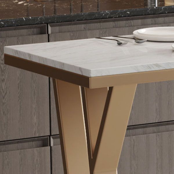 Rectangular Artificial Marble Bar Top Table Luxurious Bistro Table with Double Pedestal