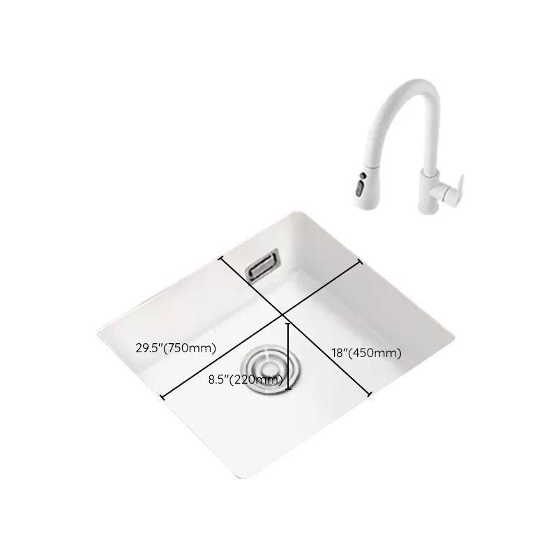 Kitchen Ceramic Sink White Pull-out Faucet Anti-spill Rectangular Sink