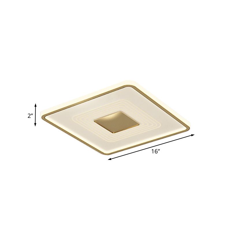 Lampada da incasso a LED moderna in acrilico da 16"/35,5" L quadrata/rettangolare per soggiorno in oro, bianco/luce calda