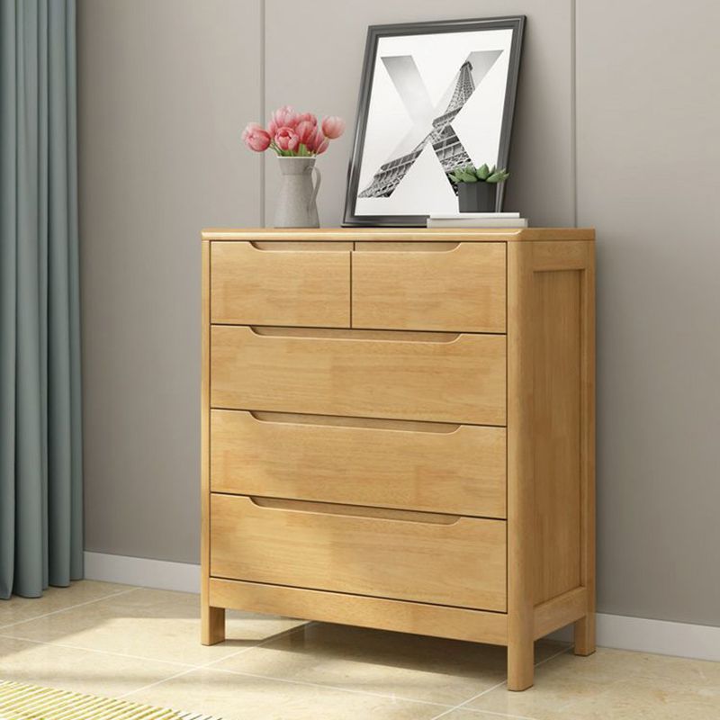 Contemporary Matte Finish Storage Chest Bedroom Solid Wood Dresser