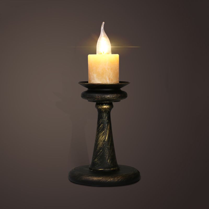 1 Light Desk Light Warehouse Style Candelabra Marble Table Lighting in Brass/Bronze with Metal Column Base