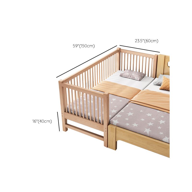 Traditional Style Solid Wood Nursery Crib with Mattress and Guardrail