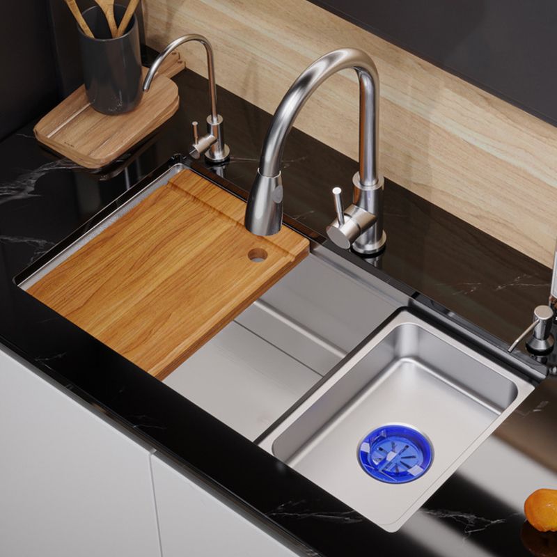 Modern Kitchen Sink Stainless Steel with Grid Strainer and Faucet Workstation Sink