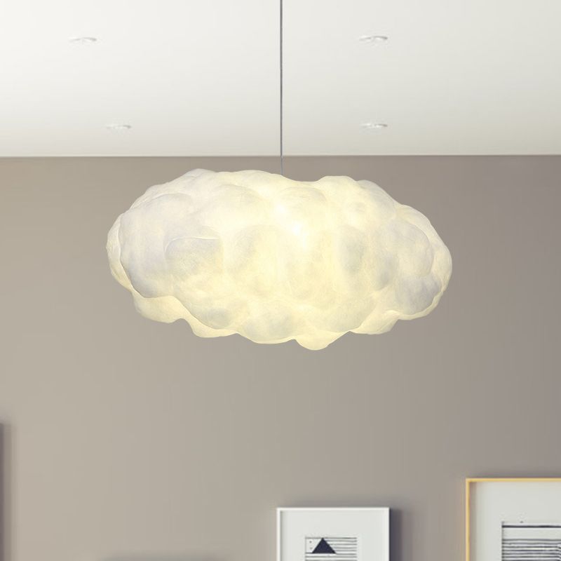 Cloud Hanging Light Kit Minimalism Cotton 1 Head White Pendant Lighting in Warm/White Light