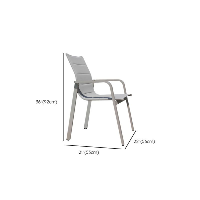 Contemporary Gray Outdoor Bistro Chairs Open Back Patio Dining Armchair