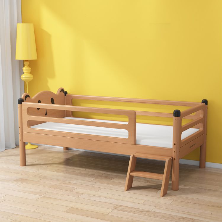 Glam Style Solid Wood Nursery Bed in Nature with Safety Guardrail