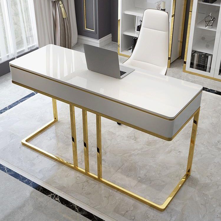 Glam Style 1-drawer Office Desk Metal Base Writing Desk for Office