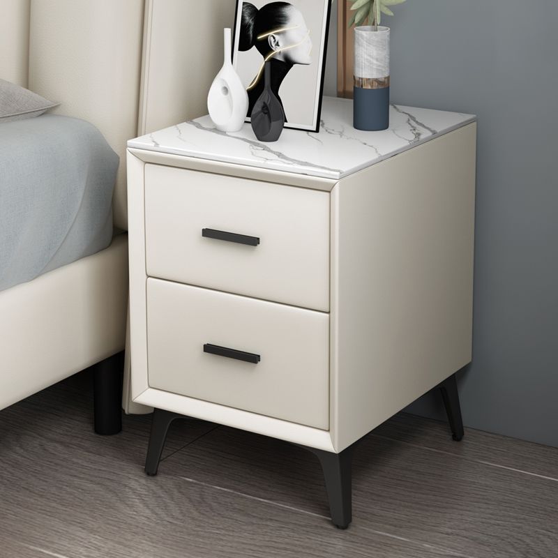 Modern Slate Top Night Table Bedroom 2 Drawers Night Stand with Legs