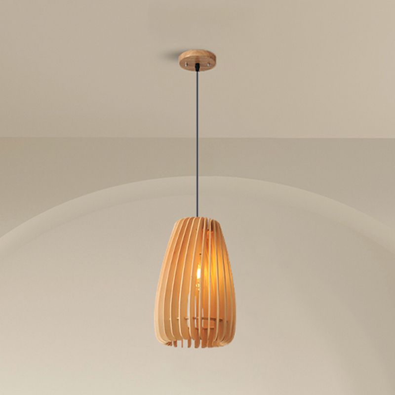 Style géométrique de style moderne Bois pendentif 1 lampe à suspension légère pour salle à manger