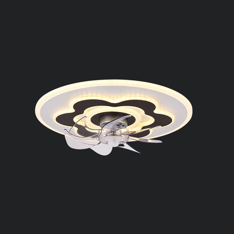 Kids Creative LED Ceiling Fan Light Iron Circular Ceiling Fans with Acrylic Shade