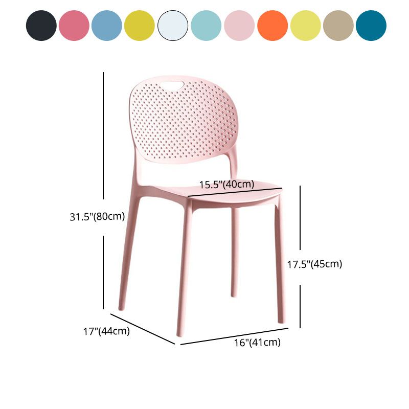 Glam Style Open Back Side Chair Plastic Stackable Dining Chair for Indoor