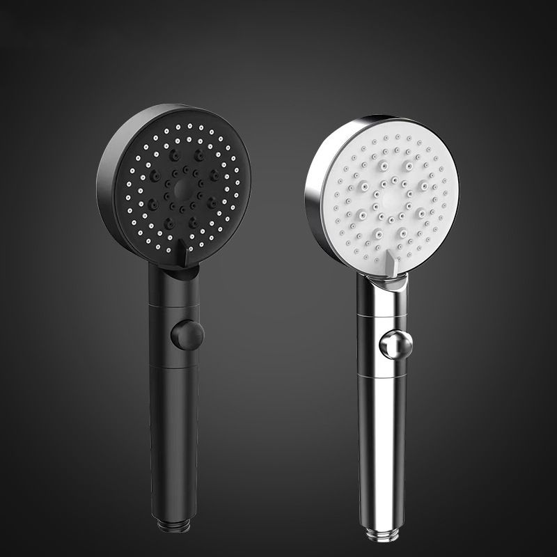 Round Pressurized Shower Head 6-Setting Adjustable Water Flow Handheld Shower Head