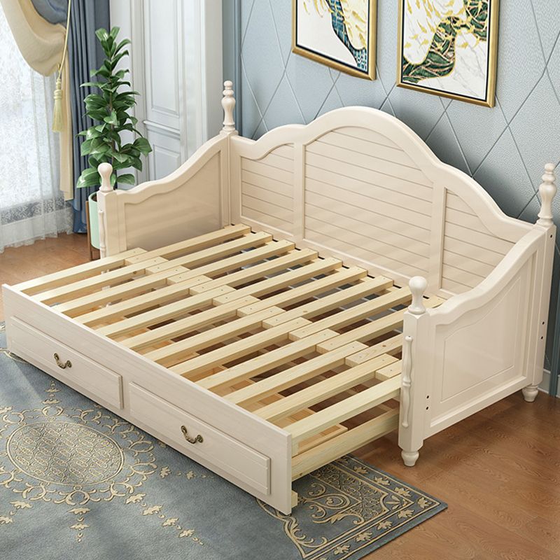 French Green/ Brown/ White Kid Bed Solid Wood Standard Bed with Storage