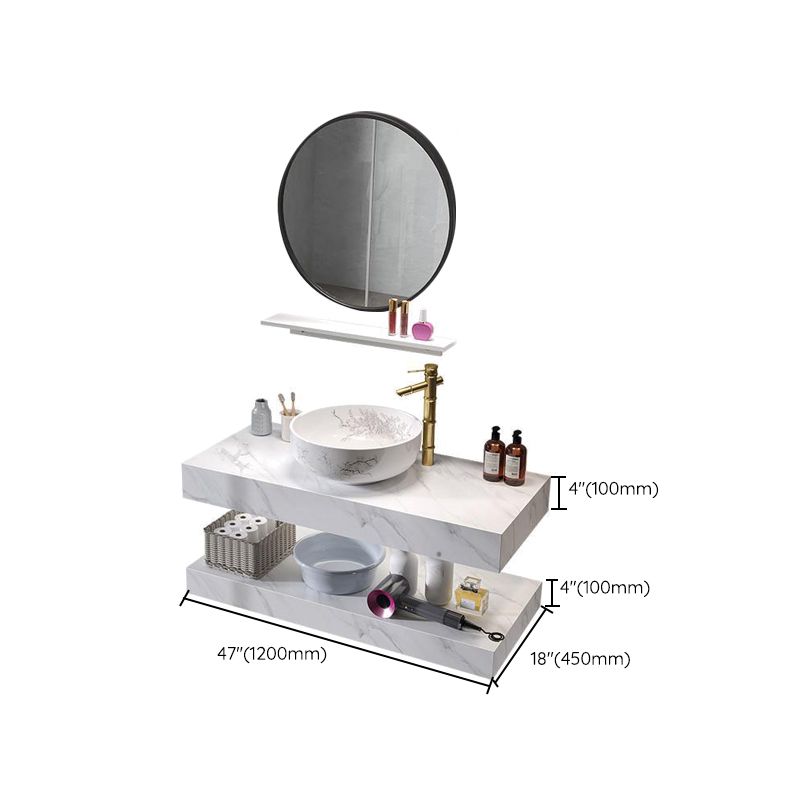 Contemporary Vanity Sink Wall-Mounted Bathroom Vanity Cabinet with Mirror