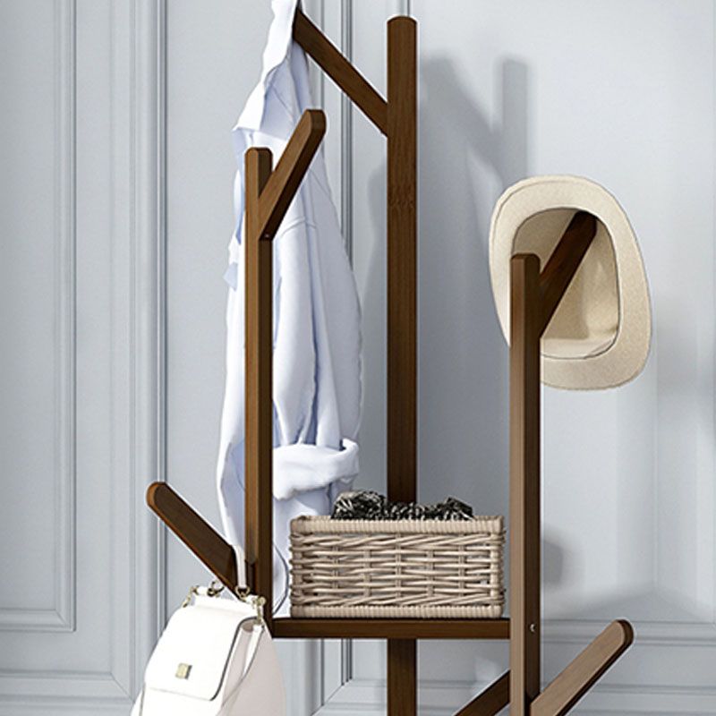 Gorgeous Free Standing Coat Rack Hanging Rail Hooks with Storage Shelf