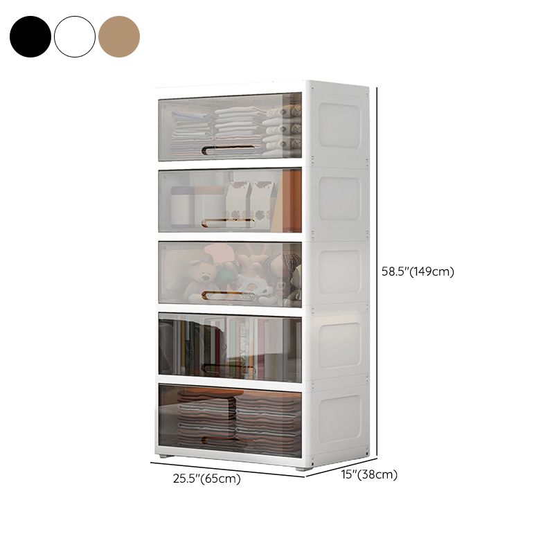 Modern Style Plastic Kids Closet Door Included Youth Armoire for Home