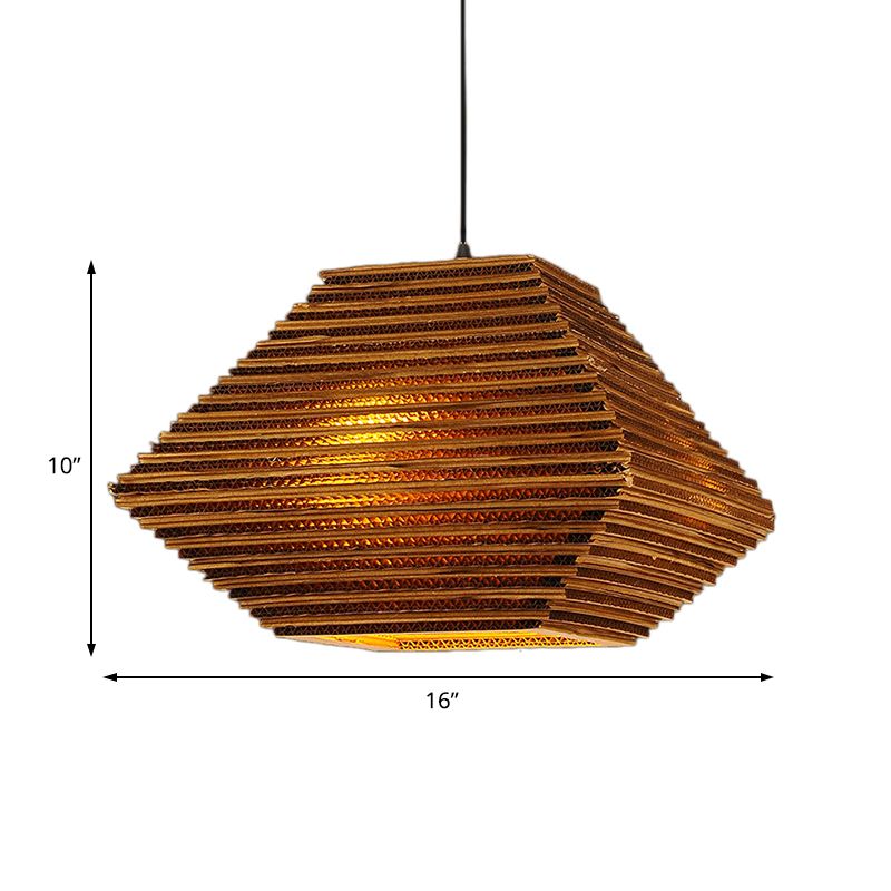 Brown Honeycomb Pendant Lighting Vintage Recycled Cardboard 1 Head Bar Hanging Lamp