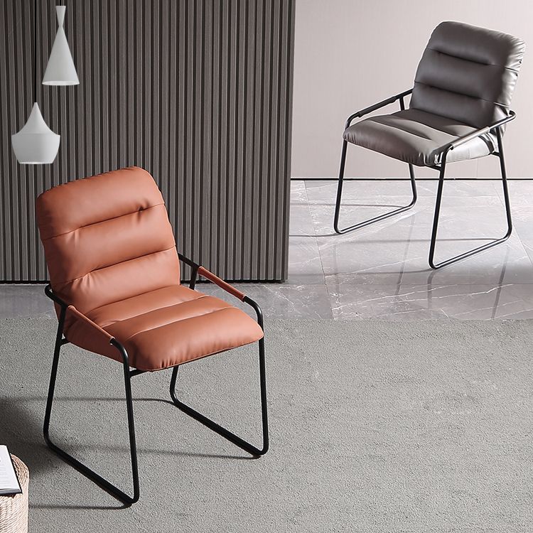 Minimalist Style Arm Upholstered Side Chair Solid Back Chair